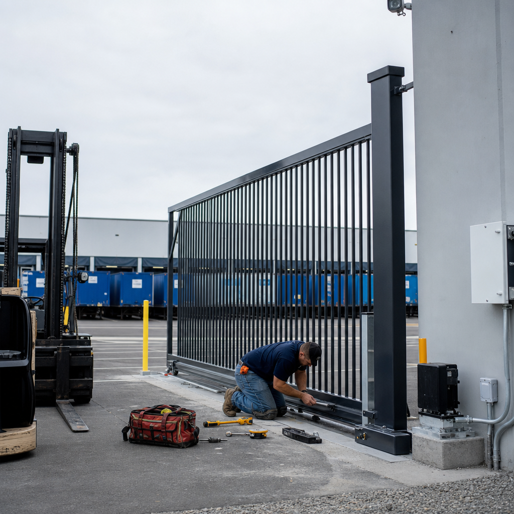 Illustration for commercial gate installation