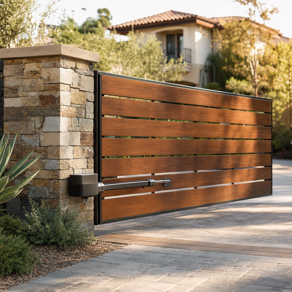 Illustration for electric wooden gates cost