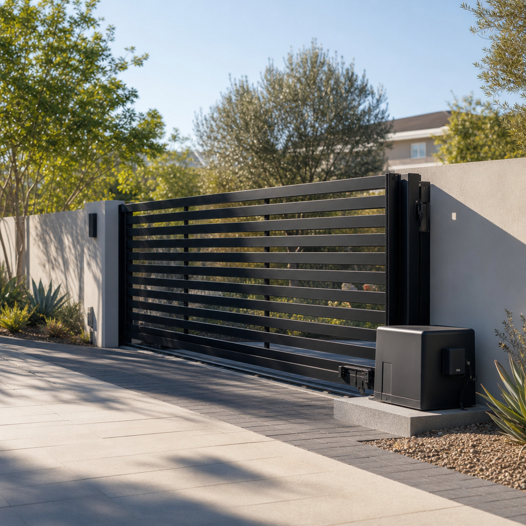 Illustration for electric driveway gate installation