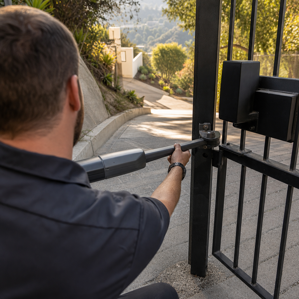 Illustration for automatic gate opener installation in Hollywood